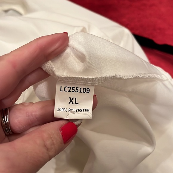 Ladies white long sleeve button down tie blouse size XL - Picture 5 of 7
